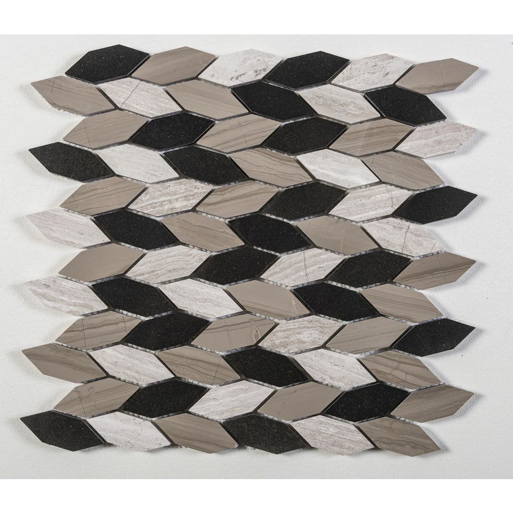 Hazelton Brown and Gray Natural Stone Hexagon Mosaic Tile