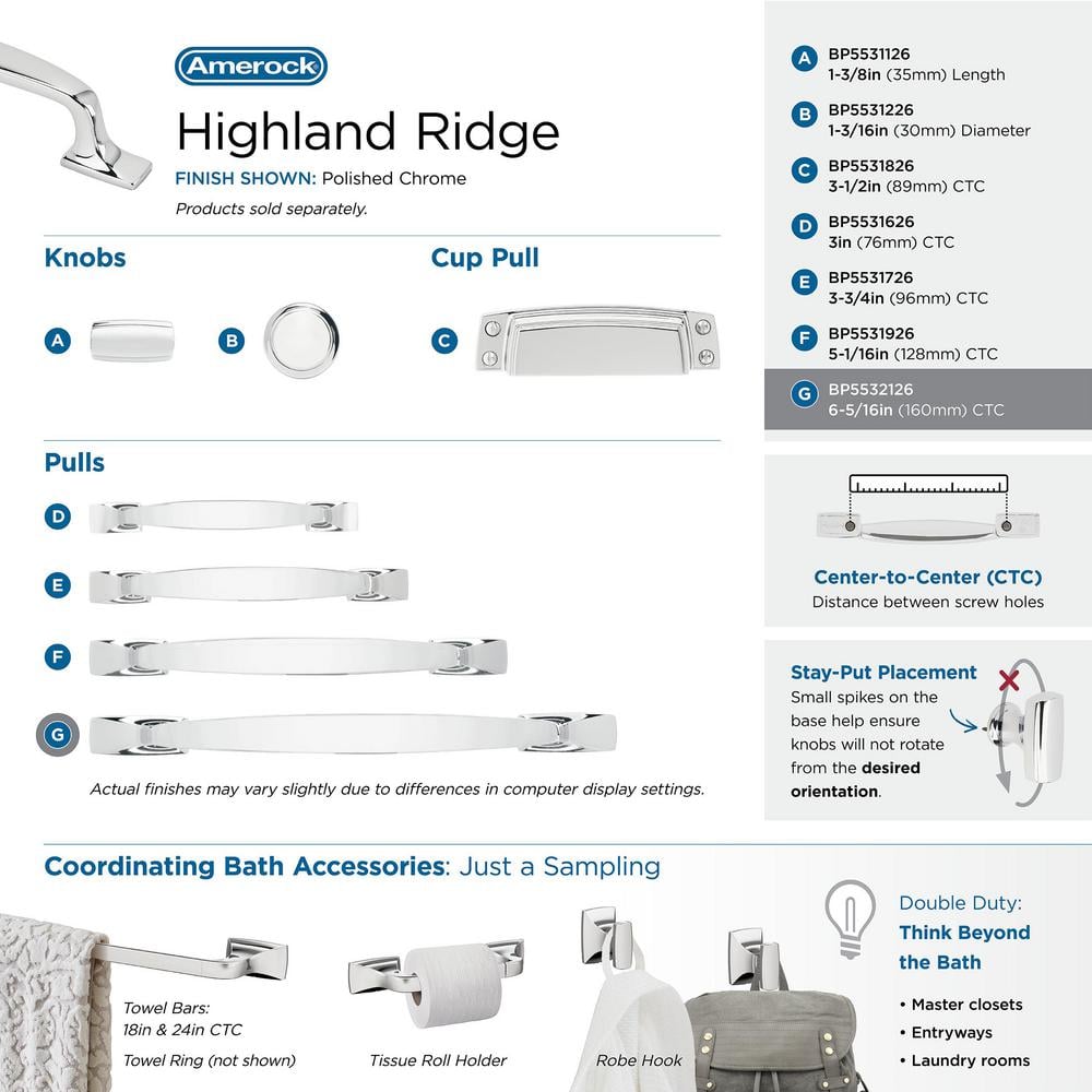 Highland Ridge Polished Chrome 6-5/16 inch Cabinet Drawer Pull