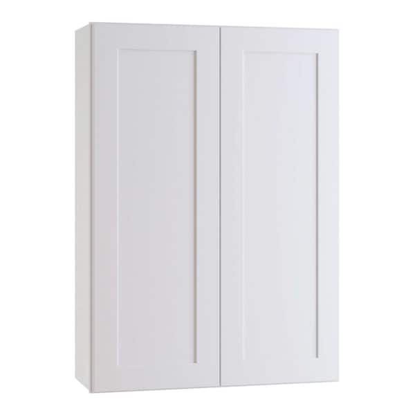 Home Decorators Collection Newport Pacific White Plywood Shaker Assembled Wall Kitchen Cabinet Soft Close 24 in W x 12 in D x 42 in H