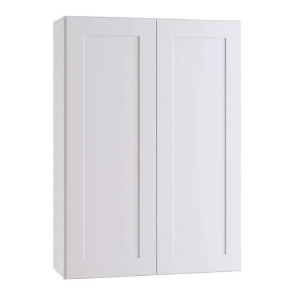 Home Decorators Collection Newport Pacific White Plywood Shaker Assembled Wall Kitchen Cabinet Soft Close 27 in W x 12 in D x 36 in H