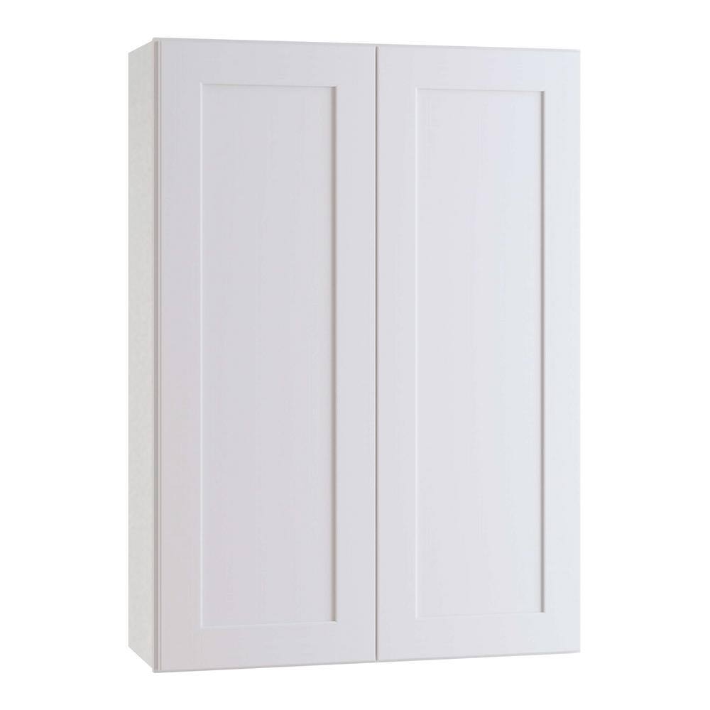 Home Decorators Collection Newport Assembled 24 X 42 X 12 In Plywood Shaker Wall Kitchen Cabinet Soft Close In Painted Pacific White W2442 Npw The Home Depot