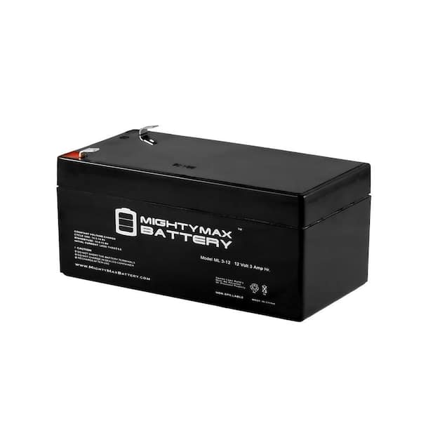 MIGHTY MAX BATTERY 12-Volt 3 Ah Rechargeable F1 Terminal Sealed Lead Acid ( SLA) Battery ML3-12 - The Home Depot