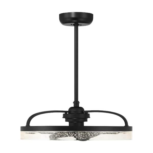 Savoy House Lyria 24 in. W Indoor Matte Black Integrated LED Ceiling Fan D'Lier with Clear Seeded Acrylic and Remote Included
