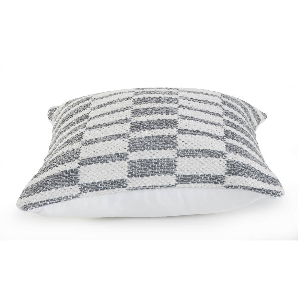 Emmy Geometric Gray and White Cotton Throw Pillow Set, 18 x 18 Inches