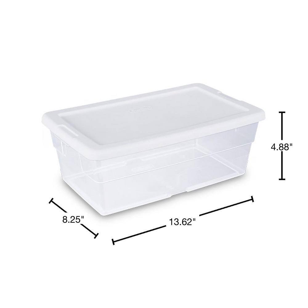 Clear Plastic Stackable Storage Box with White Lid, 14 in