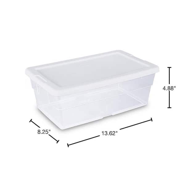 6Qt Storage Box Plastic White Set of 36 Container Clear Stackable