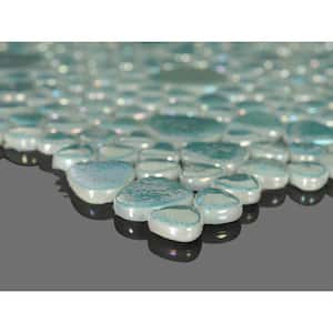 Glass Tile Love Enduring 12" x 12" Teal Pebble Mosaic Glossy Glass Wall, Floor Pool Tile (10.76 sq. ft./13-Sheet Case)