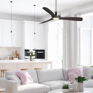 Bayshire 60 in. LED Indoor/Outdoor Brushed Nickel Ceiling Fan with Remote Control and White Color Changing Light Kit