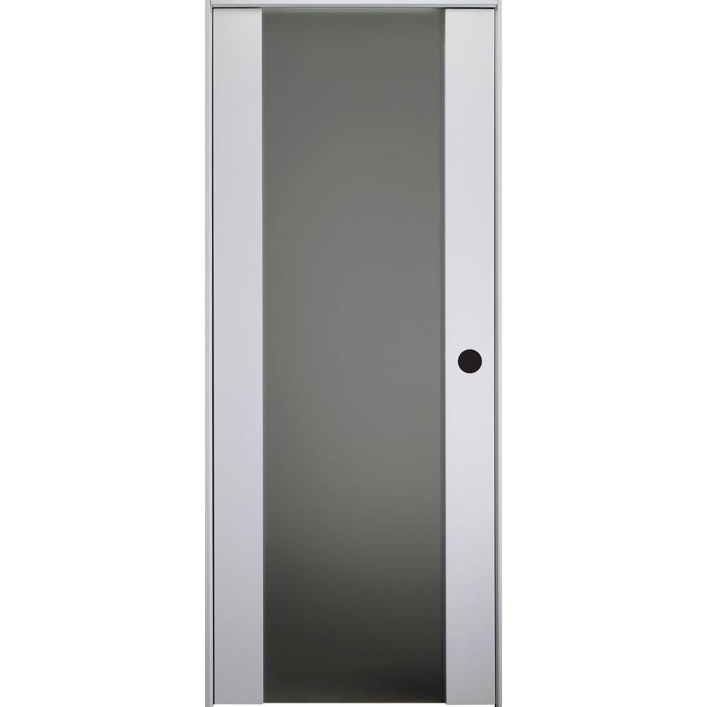 Smart Pro 28 in. x 80 in. Left-Handed Full Lite Frosted Glass Polar White Wood Composite Single Prehung Interior Door price history on PriceWatchPro