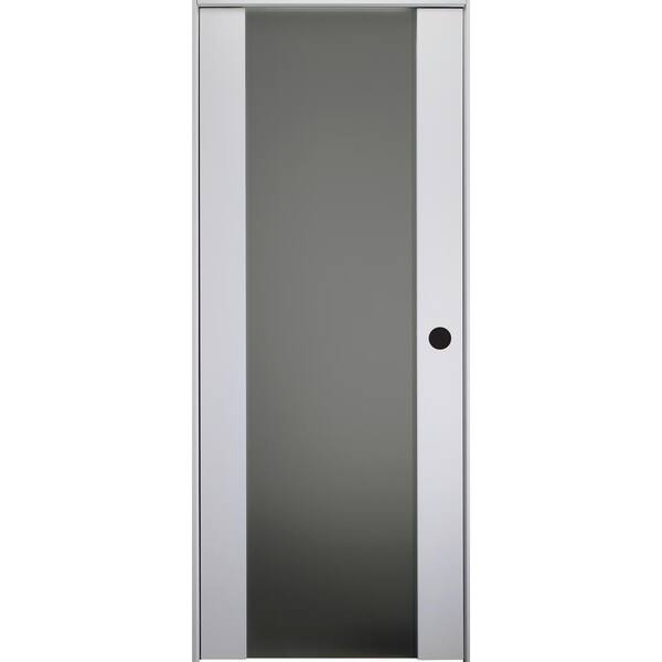 Belldinni Smart Pro 24 In X 80 In Left Handed Full Lite Frosted Glass Polar White Wood