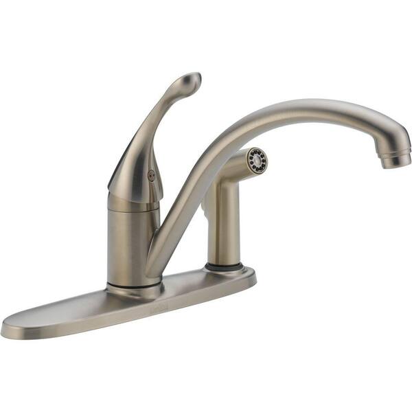 Delta Collins Single-Handle Standard Kitchen Faucet with Integral Side Sprayer in Stainless