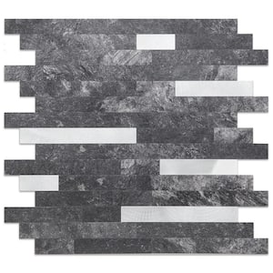 Dark Black Collection 12 in. x 12 in. PVC Peel and Stick Tile (10 sq. ft./10-Sheets)