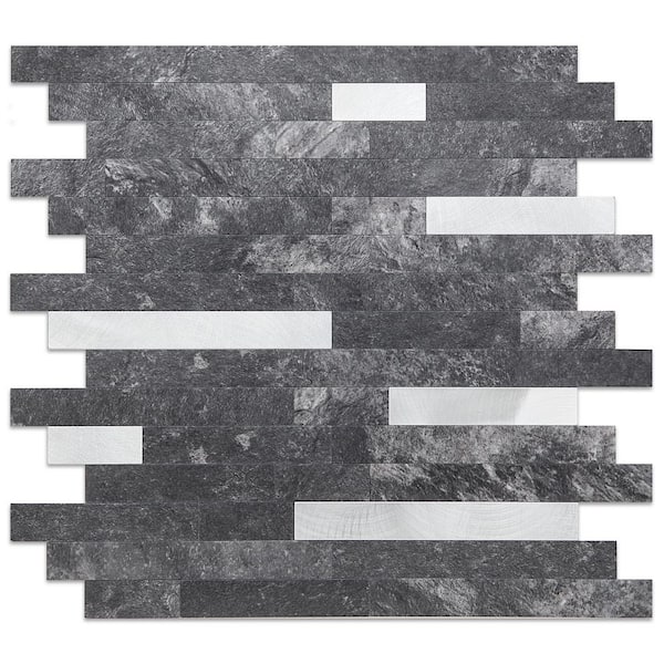 Yipscazo Dark Black Collection 12 in. x 12 in. PVC Peel and Stick Tile (10 sq. ft./10-Sheets)