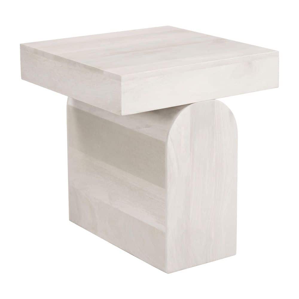 ZUO Kiel 20.1 in. W White 22.0 in. H Square Mango Wood End