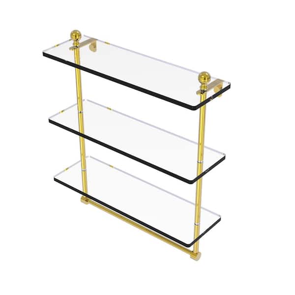 Allied Brass MA-1/16TB-BBR Mambo 16 Inch Glass Vanity Shelf with Integrated Towel Bar Brushed Bronze 