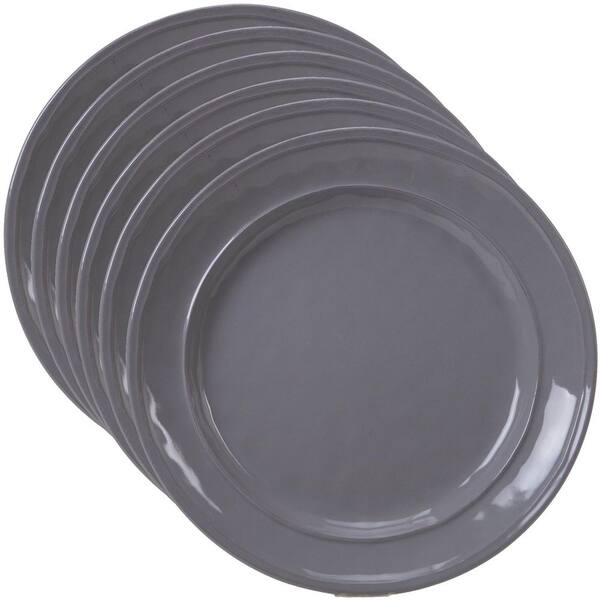 Certified International Orbit 6-Piece Traditional Grey Ceramic 9 in. Salad Plate Set (Service for 6)