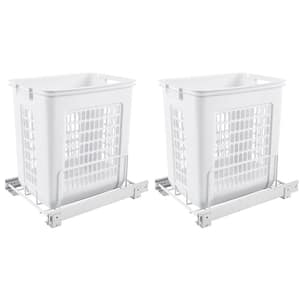 White Plastic Pull Out Laundry Hamper (2-Pack)