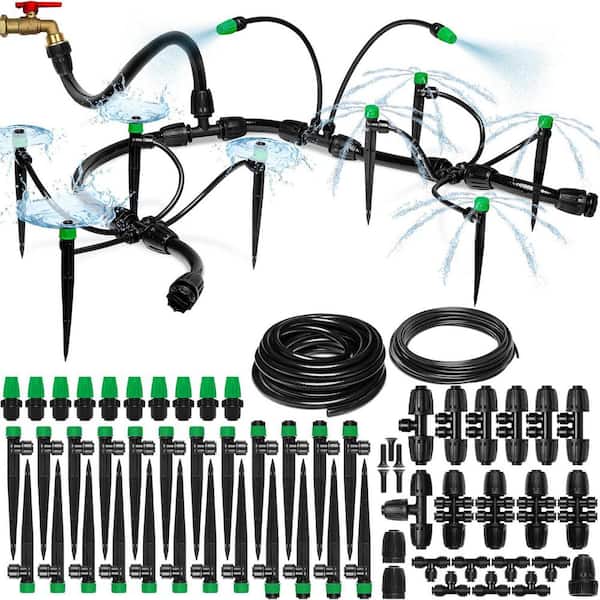 1/2 in. & 1/4 in. x 230 ft. Dripline Tubing Adjustable Drip Irrigation System with 40 Nozzles/Emitters & Barbed Fittings