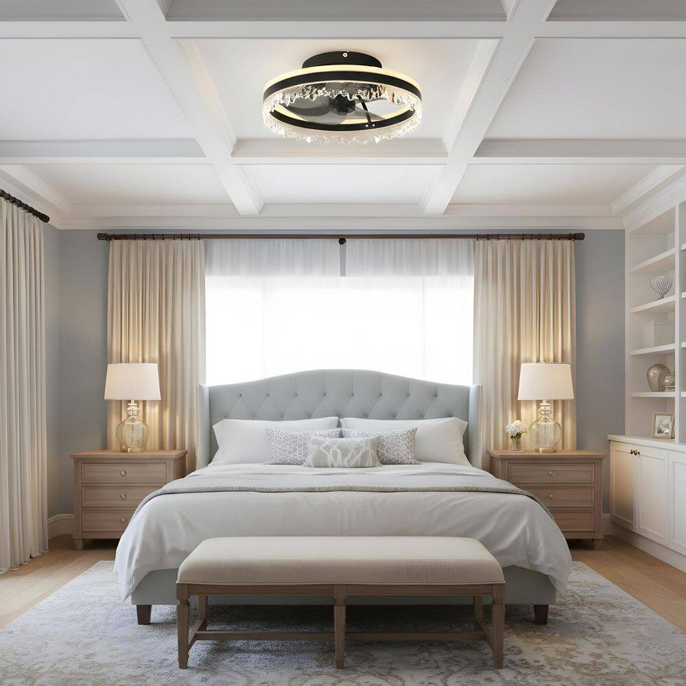15.7 in. LED Indoor Black Elegant Crystal Ceiling Fan with Light Kit, Remote/APP Controls price history on PriceWatchPro