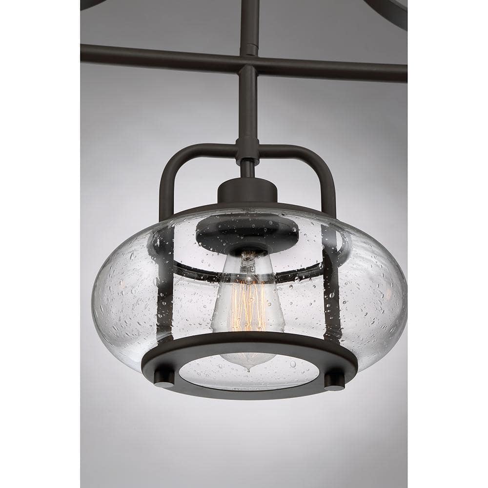 Trilogy 3-Light Old Bronze Island Pendant with Clear Seedy Glass