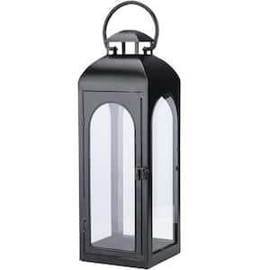 20Inch Large Clear Container Luxury Lantern Light Decor Glass Iron for Pillar Pendant Candle Patio Lawn Outdoor
