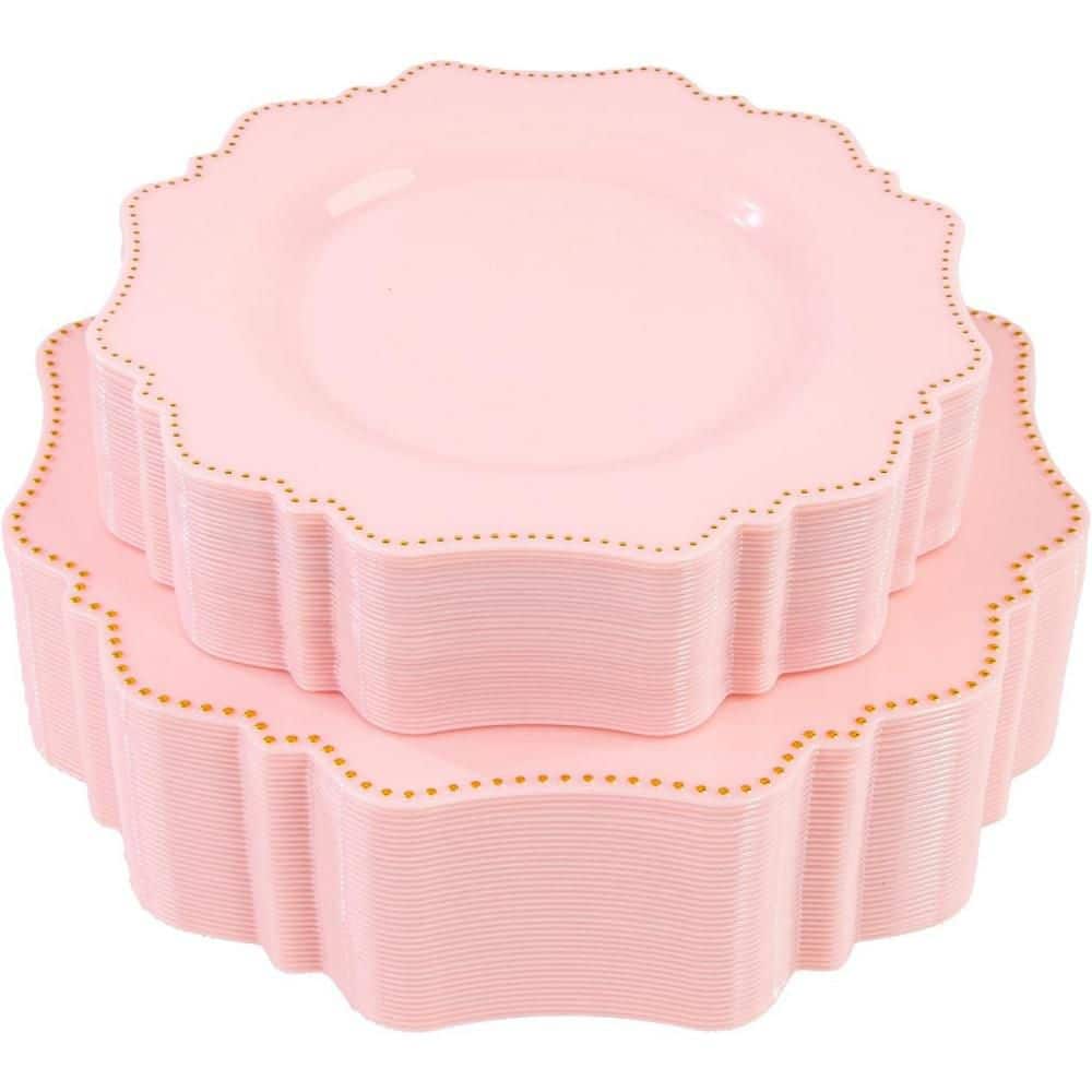 60-Piece Pink and Gold Plastic Disposable Plates Set for Wedding, Party, Anniversary, Daily Use, Valentine's Day price history on PriceWatchPro