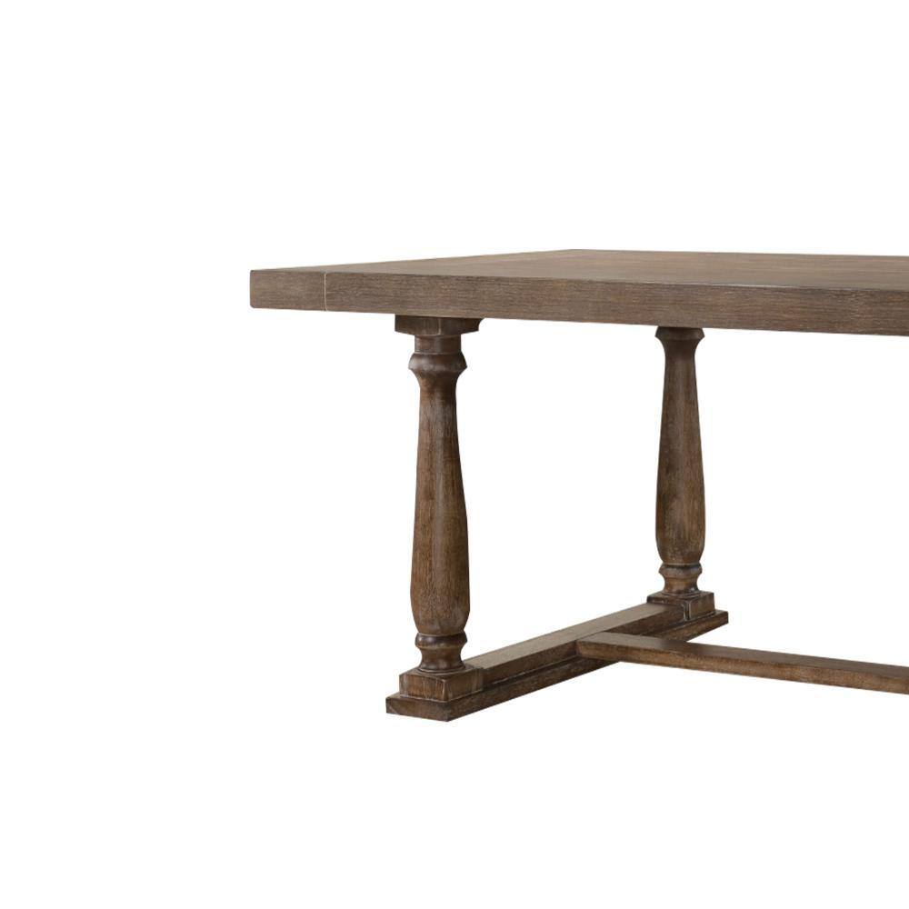Elegant Oak Brown Rectangular Wooden Dining Table for Six