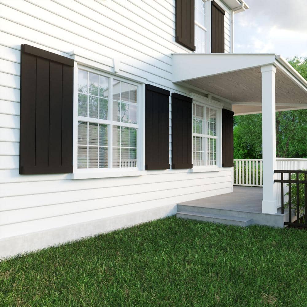 72" Tan Faux Wood Board and Batten Shutters