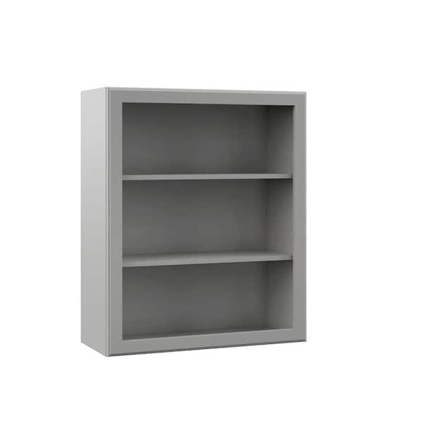 Hampton Bay Designer Series Elgin Assembled 30x36x12 in. Wall Open Shelf Kitchen Cabinet in Heron Gray