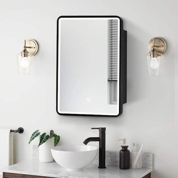 Blisstyle Black 24 in W x 30 in. H Modern Rectangle Iron Framed Mirror Wall Mirror Vanity Mirror