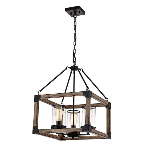 Warehouse of Tiffany Corky 17 in. 3-Light Indoor Black Chandelier with Light Kit