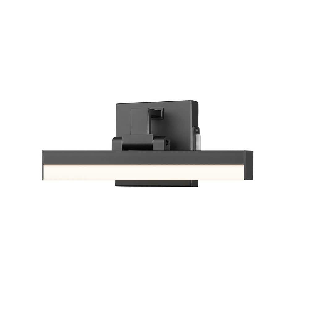 Liam 13 in. 2-Light Matte Black Integrated LED Vanity Light with Frosted Pl
