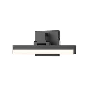 Liam 13 in. 2-Light Matte Black Integrated LED Vanity Light with Frosted Plastic Shade