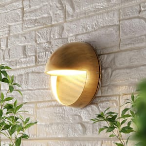 Orbe 6.25 in. Outdoor Metal/Glass Hardwired Integrated LED Wall Sconce, Antique Gold