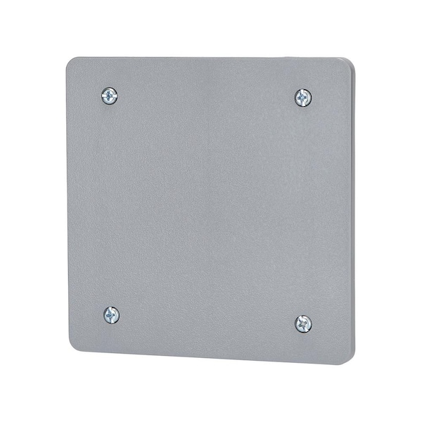 Commercial Electric - 2-Gang Blank Non-Metallic Weatherproof Cover, Gray