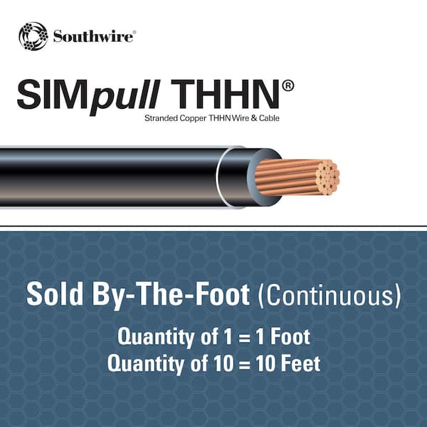 (By-the-Foot) 3/0 Black Stranded CU SIMpull THHN Wire