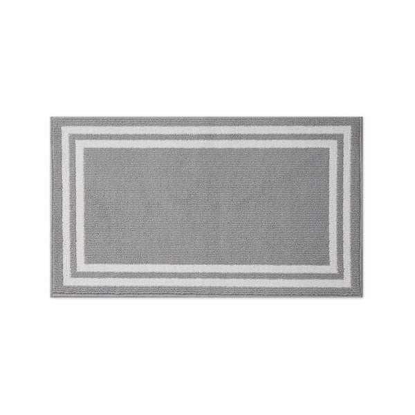 Washable Skid-Resistant Light Grey/Ivory 2 ft. x 4 ft. All Loop Tufted Area Rug