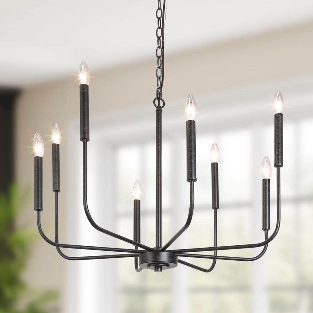 Modern 8-Light Black Chandelier Rustic Linear Candlestick Ceiling Light Industrial Farmhouse Design for Dining Room price history on PriceWatchPro