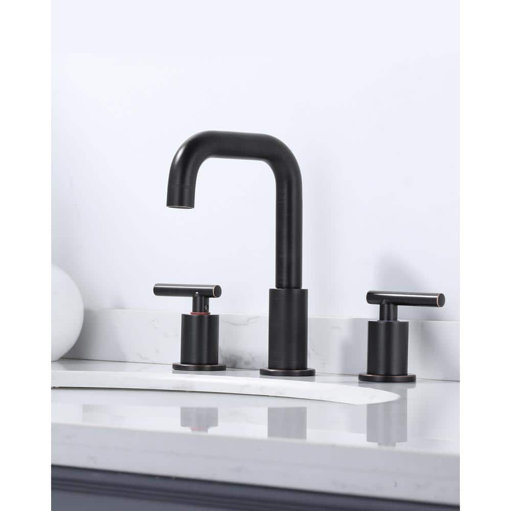 Oil Rubbed Bronze 8-Inch Widespread Double Handle Bathroom Faucet