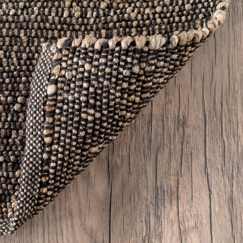 Charcoal 9' x 12' Handmade Jute Cotton Blend Area Rug