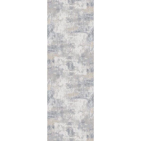 Claude Blue 2 ft. x 6 ft. Modern Abstract Area Rug