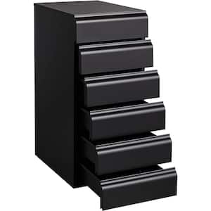 11.42 in. W x 25.91 in. H x 16.93 in. D 6 Drawer Storage Metal Chest, Freestanding Cabinet with Sliding Rail (Black)