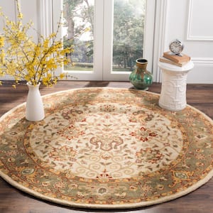 Antiquity Ivory 4 ft. x 4 ft. Round Speckled Border Area Rug