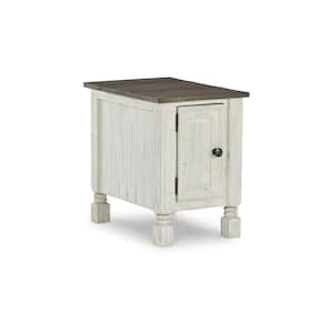 16 in. Gray and White Rectangular Wood end table with USB Charger