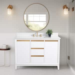 48 in. W x 22 in. D x 34 in. H Single Sink Bathroom Vanity in White Engineered Marble Top