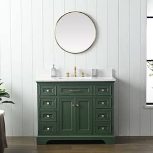 Thompson 42 in. W x 22 in. D Bath Vanity in Evergreen with Engineered Stone Top in Carrara White with White Sink