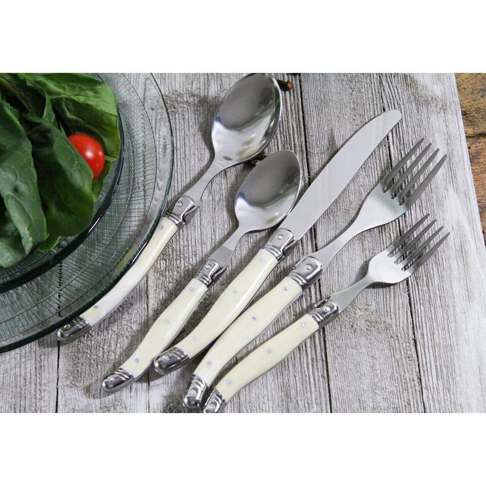 Off-White Stainless Steel 20-Piece Dinner Fork Set
