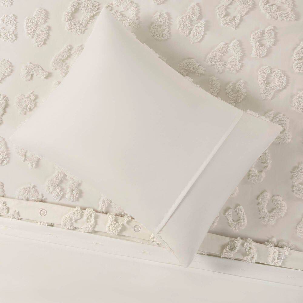 Off-White Chenille Twin/Twin XL Duvet Cover Set