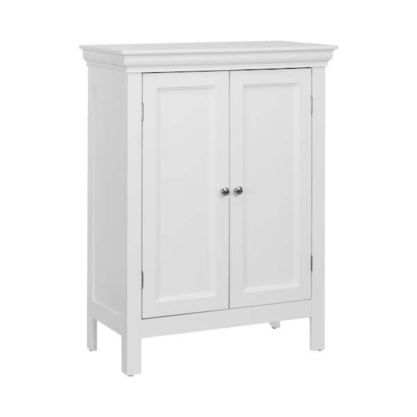 Teamson Home Stratford 13 in. W x 26 in. D x 34 in. H White Bathroom Freestanding Linen Cabinet with 2-Shelves in White