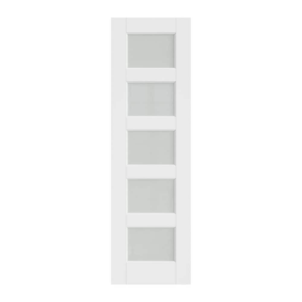 24 in. x 96 in. Single 5-Lite Frosted Glass Solid Core White Primed MDF Multi-usage Interior Door Slab without Hardware price history on PriceWatchPro